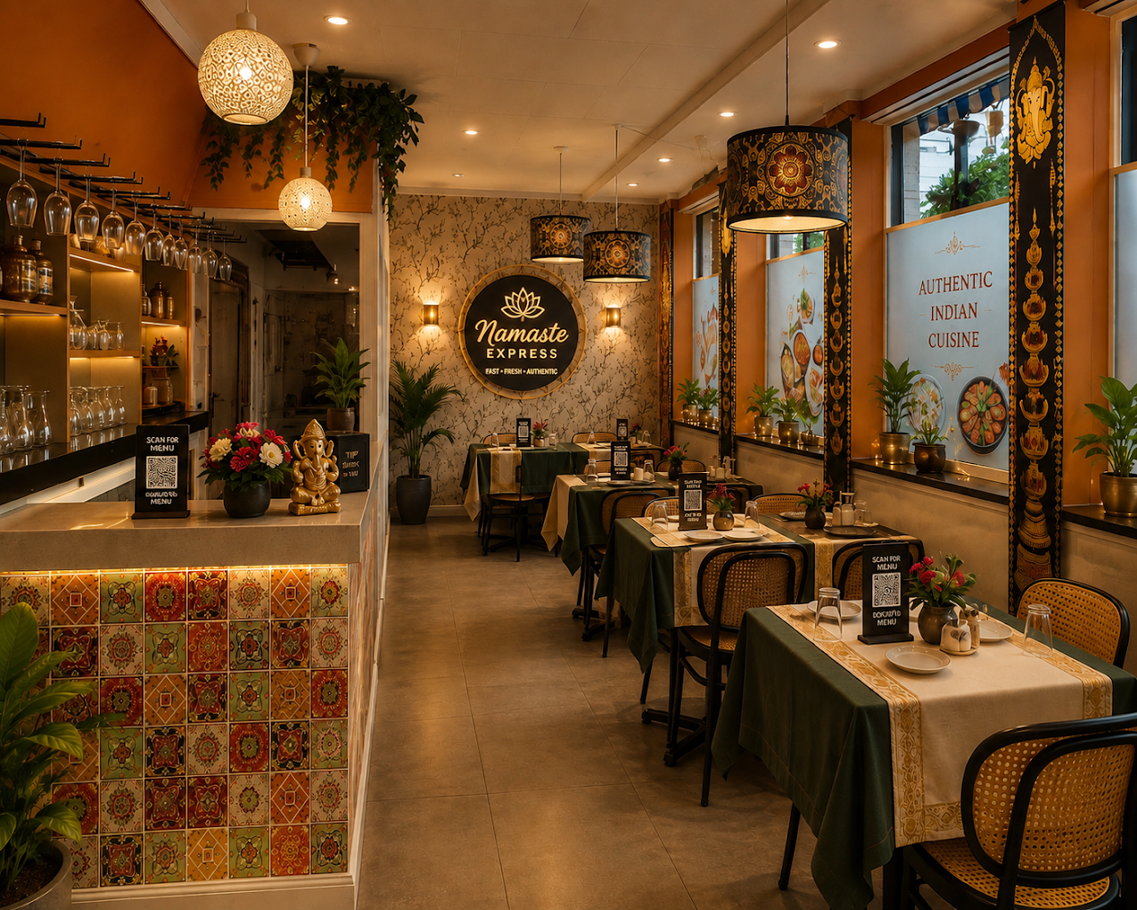 Interior of Namaste Express Indian Restaurant in Grimstad